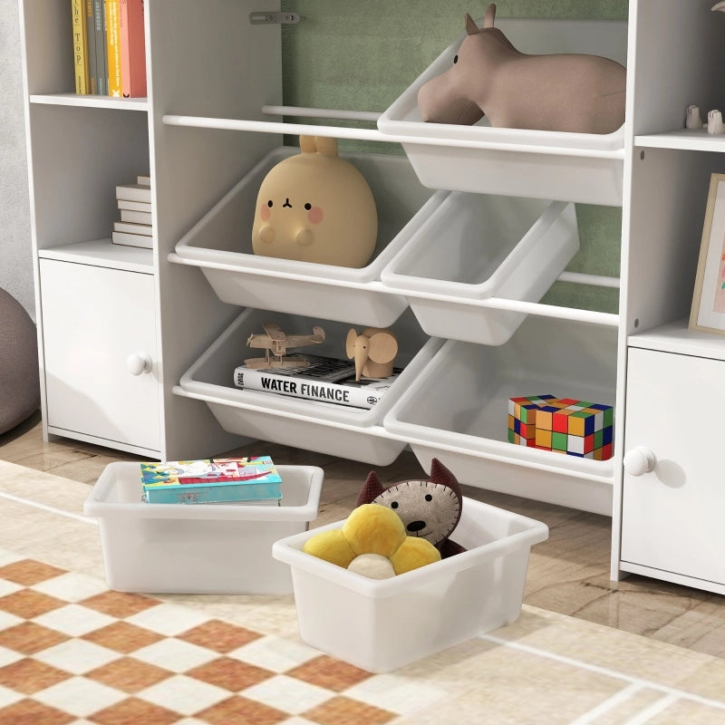 SCAFFALE Montessori per bambini 140x30x90 cm Bianco in MDF con 8 box estraibili
