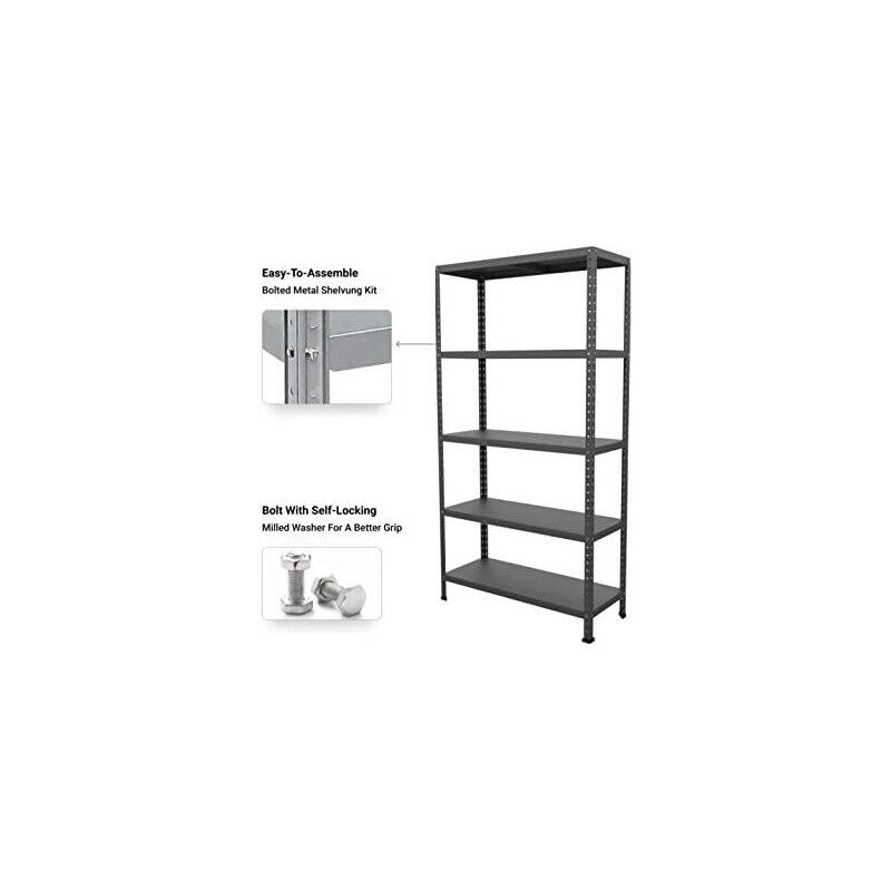 SCAFFALE IN METALLO ANTRACITE ETTORE KIT BULLONI 100 X 40 X H187CM CON 5 RIPIANI