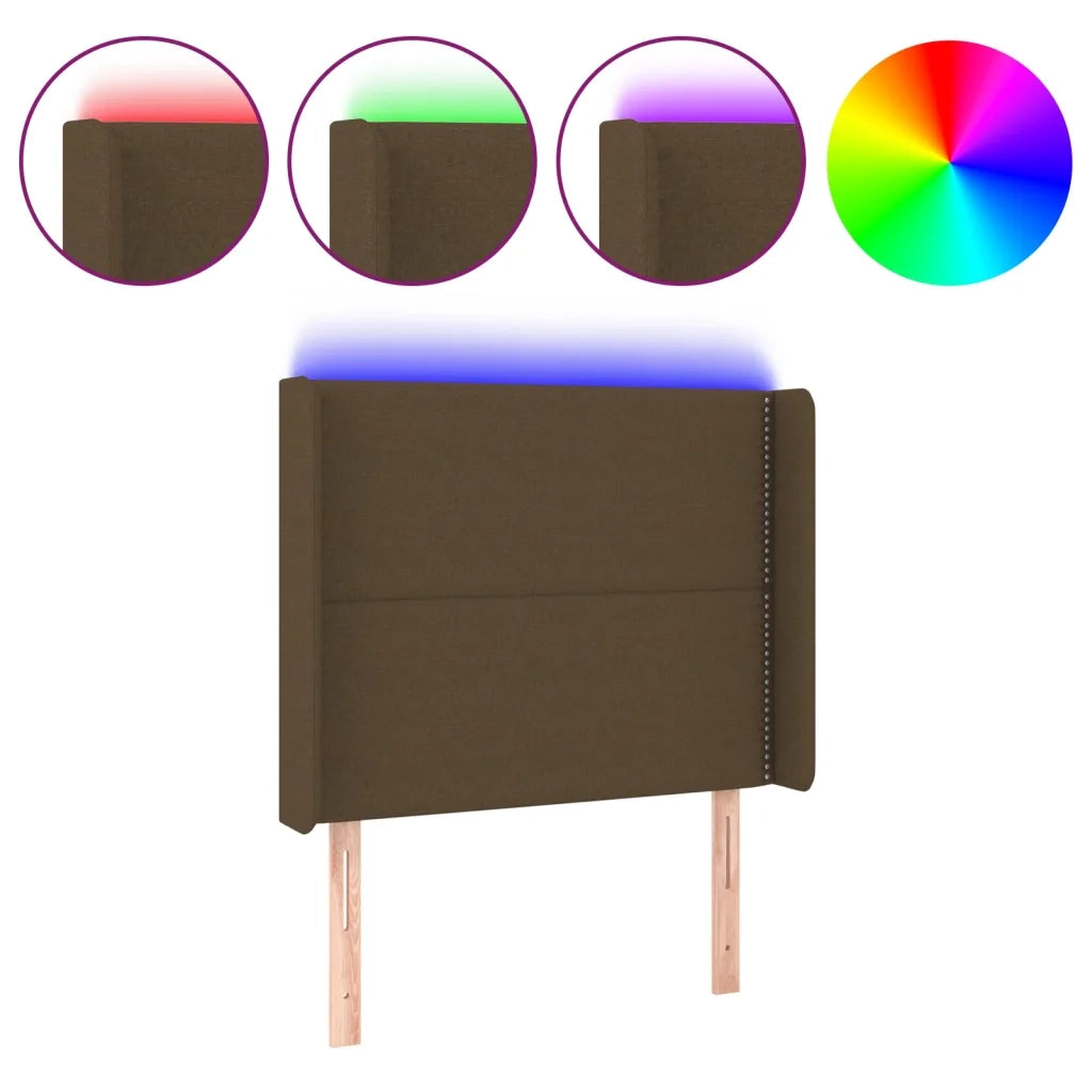 Testiera a LED Marrone Scuro 93x16x118/128 cm in Tessuto 3123893