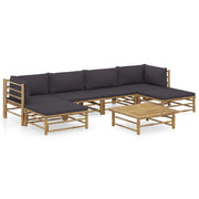 Set Divani da Giardino 7 pz con Cuscini Grigio Scuro in BambÃ¹ cod mxl 40103