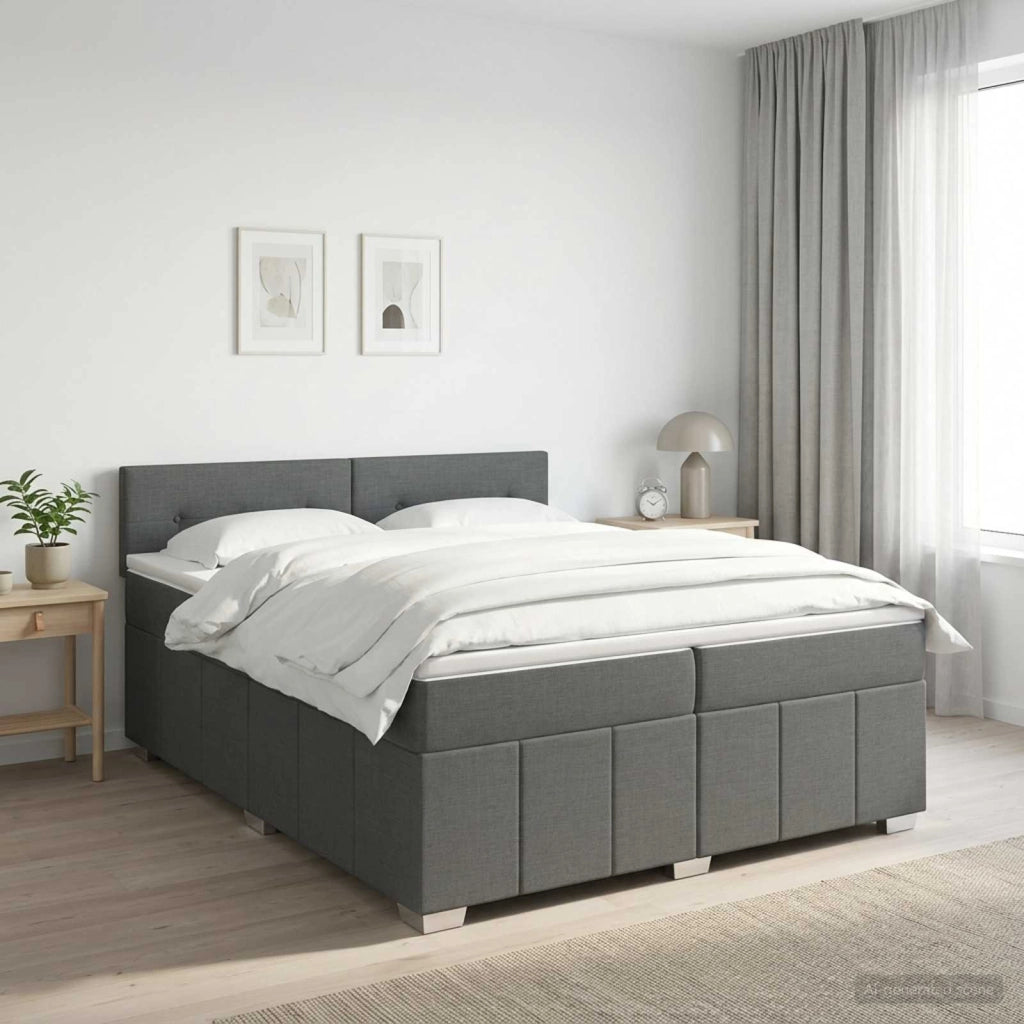 Letto box spring con materasso Grigio Scuro 200 x 200 cm 3451291