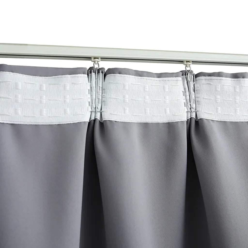 Tende Oscuranti con Ganci 2 pz Grigie 140x225 cm cod mxl 76356