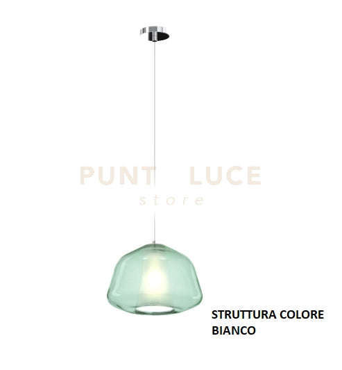 SOSPENSIONE BIANCO 1 LUCE VETRO ALPHA VERDE 1176BI-S1 ALPHA-VE