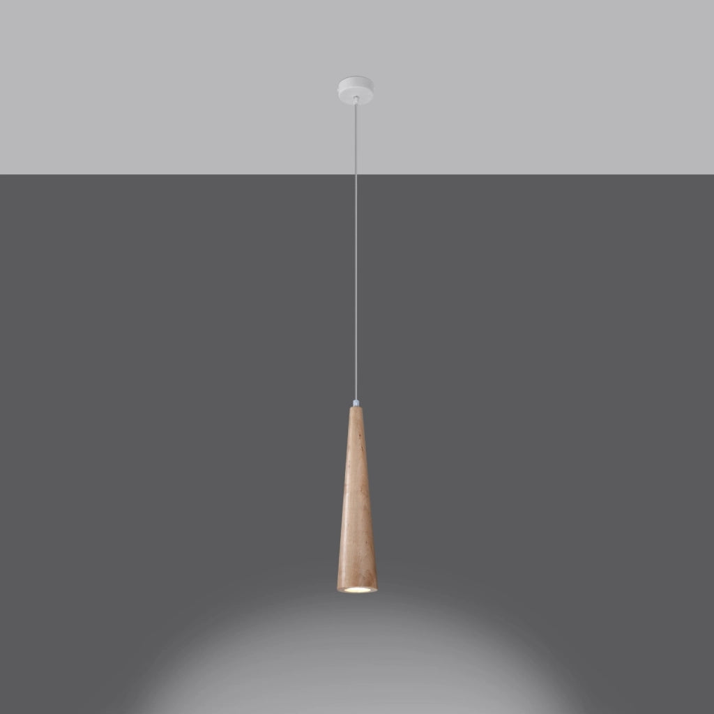 Lampada a sospensione cono legno bianco GU10 VESTIA