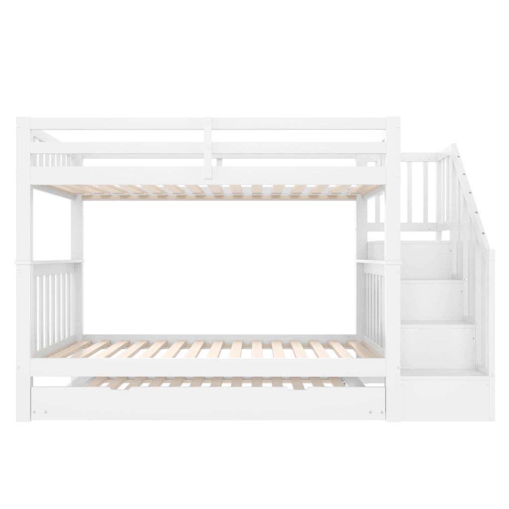 LETTO a castello 90x200 cm con letto estraibile, scala-ripiano, bianco