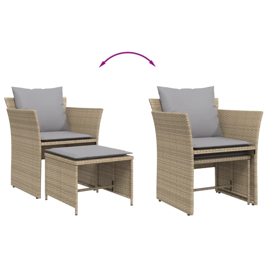 Sedia da Giardino con Poggiapiedi in Polyrattan Beige CFW8631005