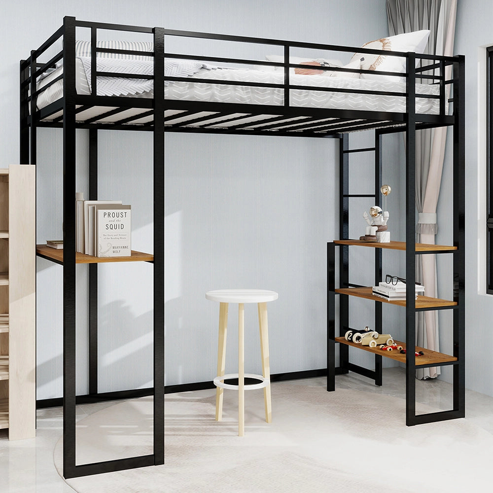 Letto con scrivania - Xylo - 90x200 cm L metallo scala doppia