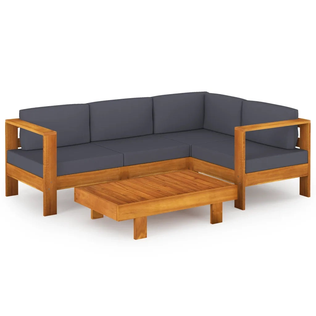 Set Divani Giardino 5 Posti Cuscini Grigi Scuro Massello Acacia 3057951