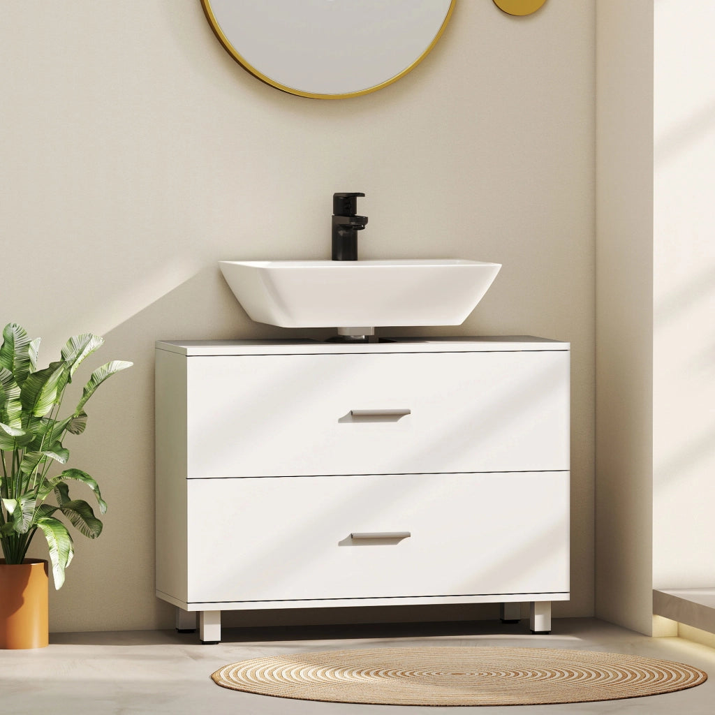 Mobiletto Sottolavabo con 2 Cassetti ¨C Minimal ¨C Bianco 80x30x60