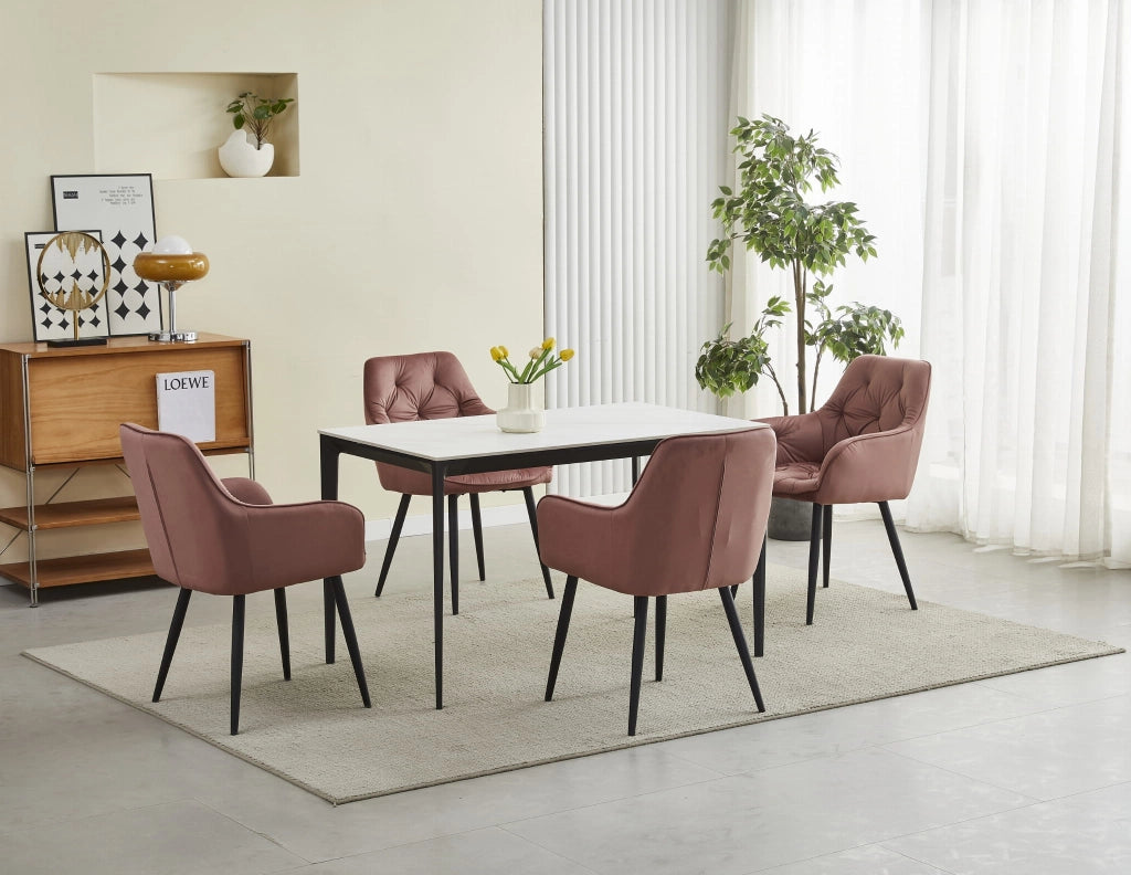 Sedia VALORA LUKK - Elegante velluto rosa per soggiorno, cucina, sala da pranzo
