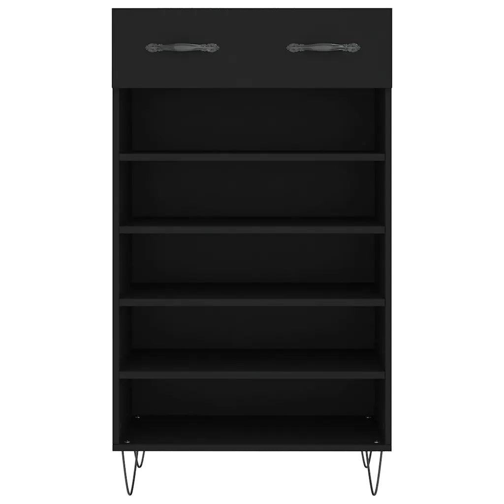 Scarpiera-Scaffale per scarpe Nera 60x35x105 cm in Legno Multistrato 543996