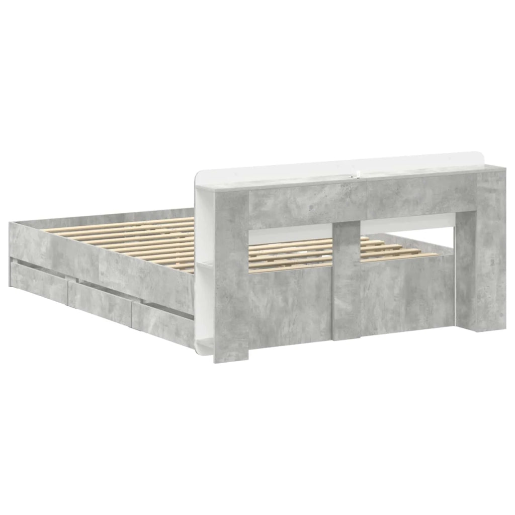 Struttura del letto con stoccaggio e testata Grigio Cemento 3433968