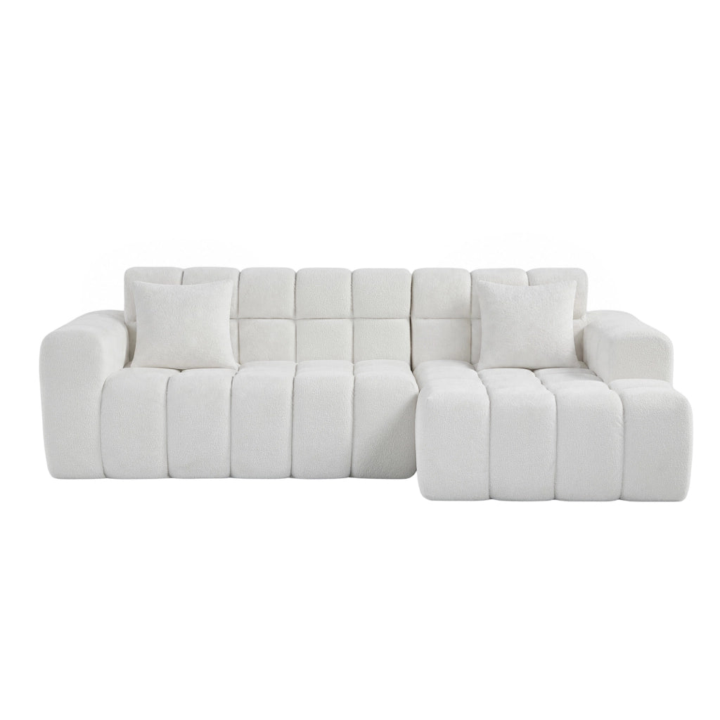 Divano angolare convertibile a L; stile moderno; colore bianco