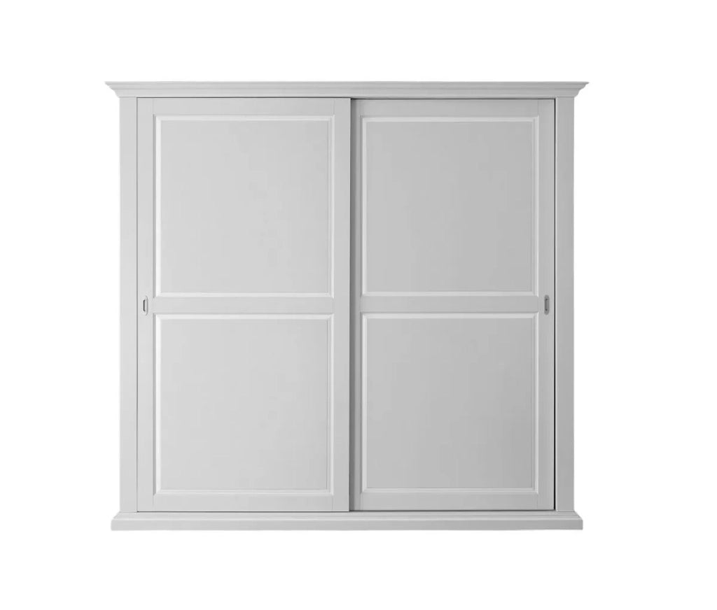 armadio classico 2 porte scorrevoli legno shabby bianco 275x66x254 (2166) - Mobili 2G