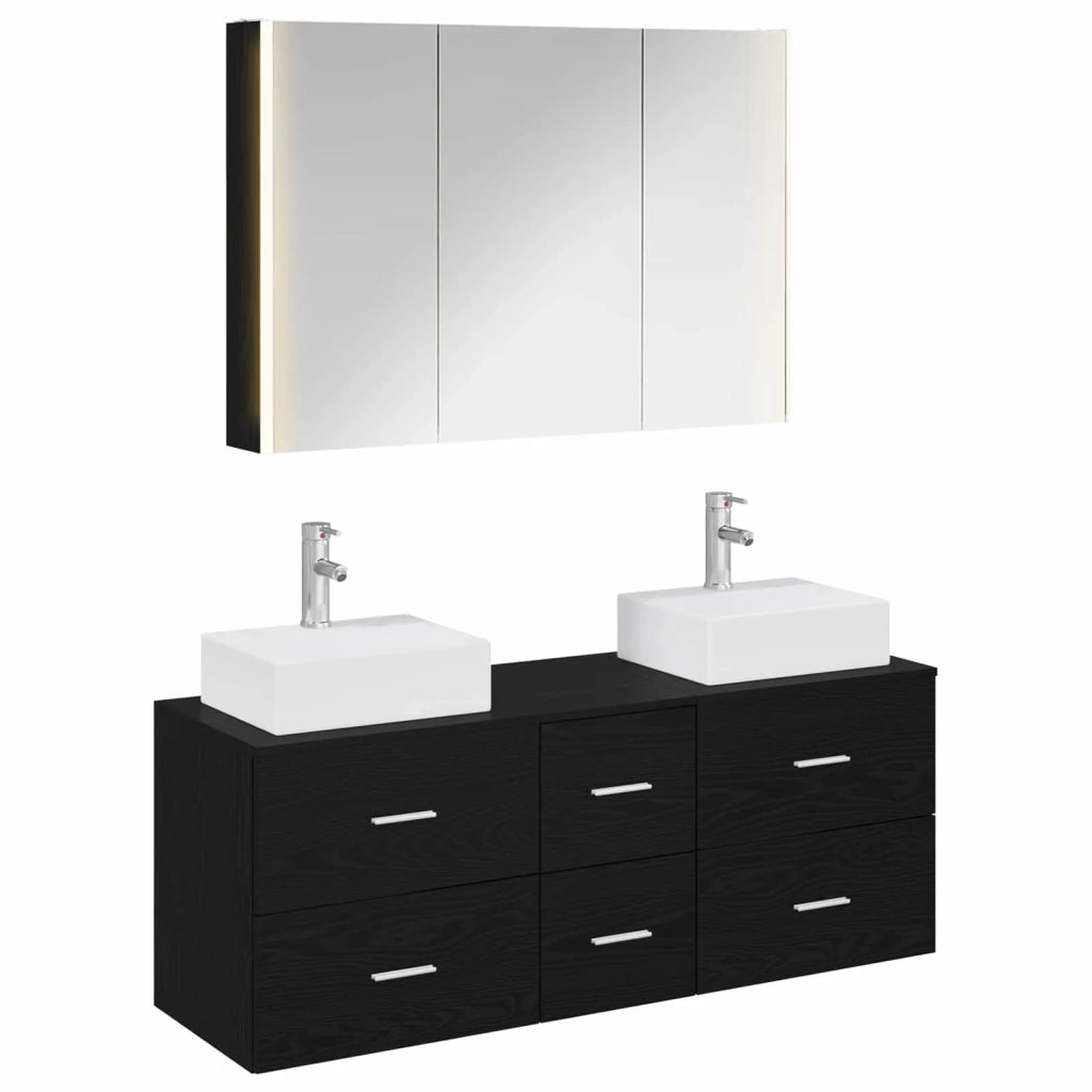 Set di mobili per il bagno 4 pcs Rovere Nero 3406824
