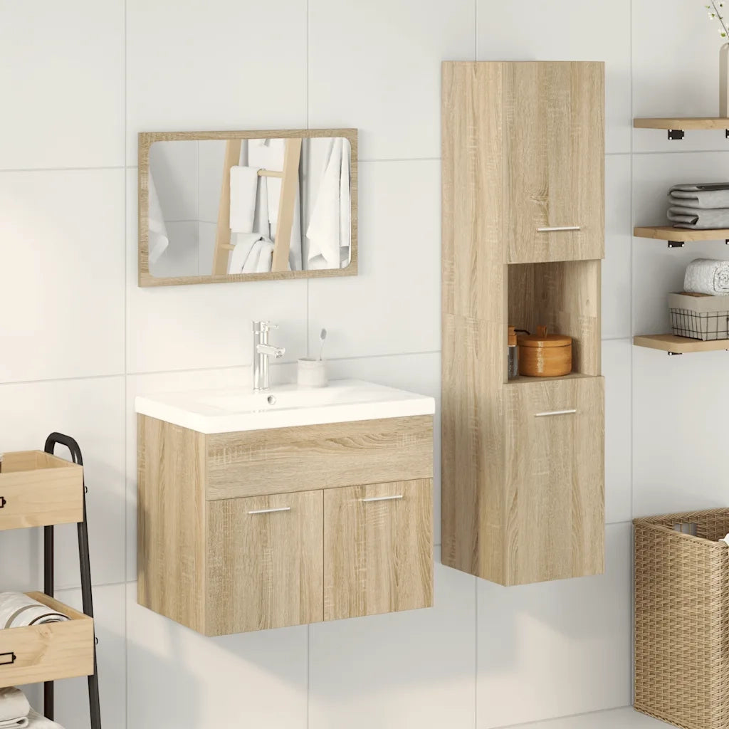 Set Mobili da Bagno 4 pz Rovere Sonoma in Legno Multistrato 3325024