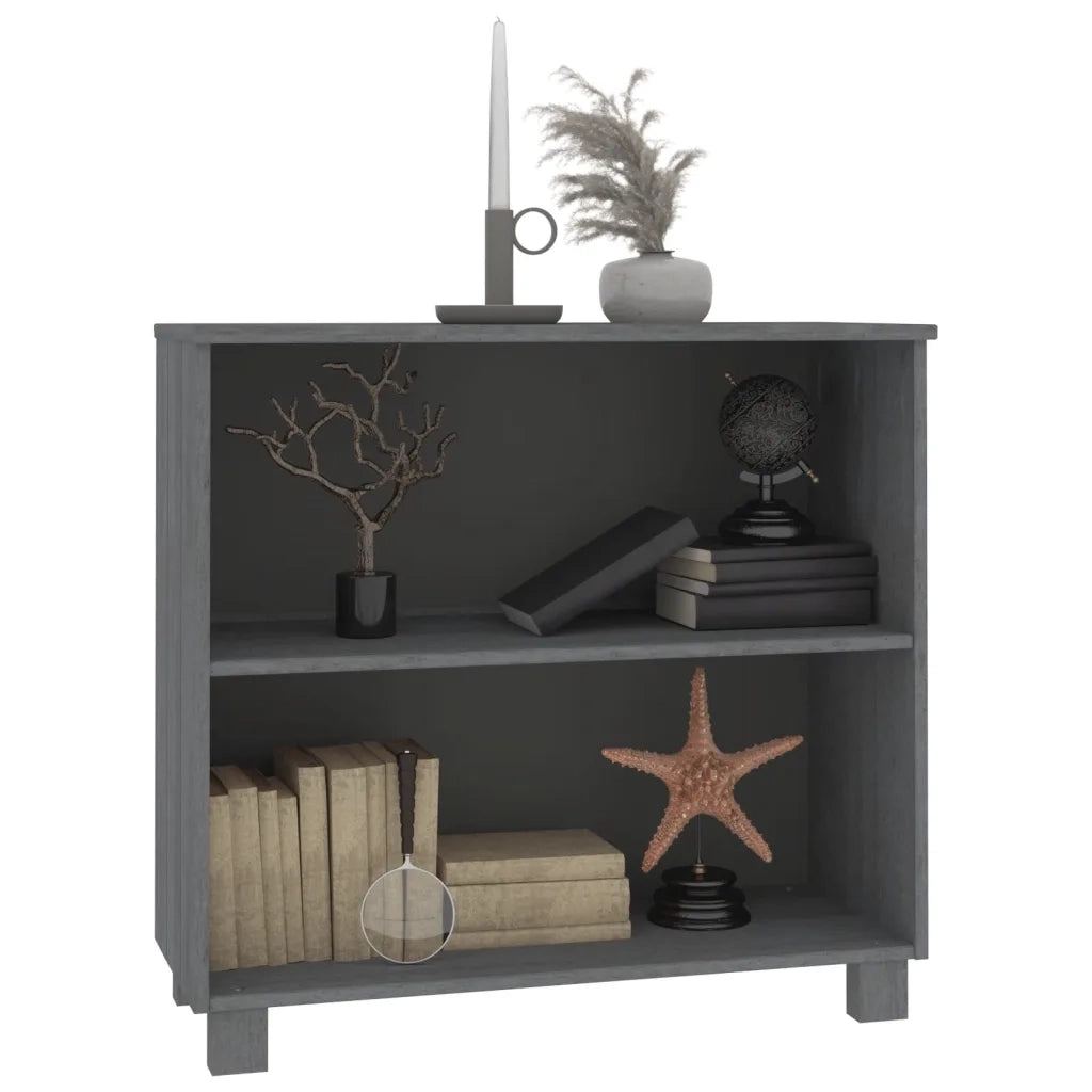 Credenza HAMAR Grigio Scuro 85x35x80 cm Legno Massello di Pino 340502