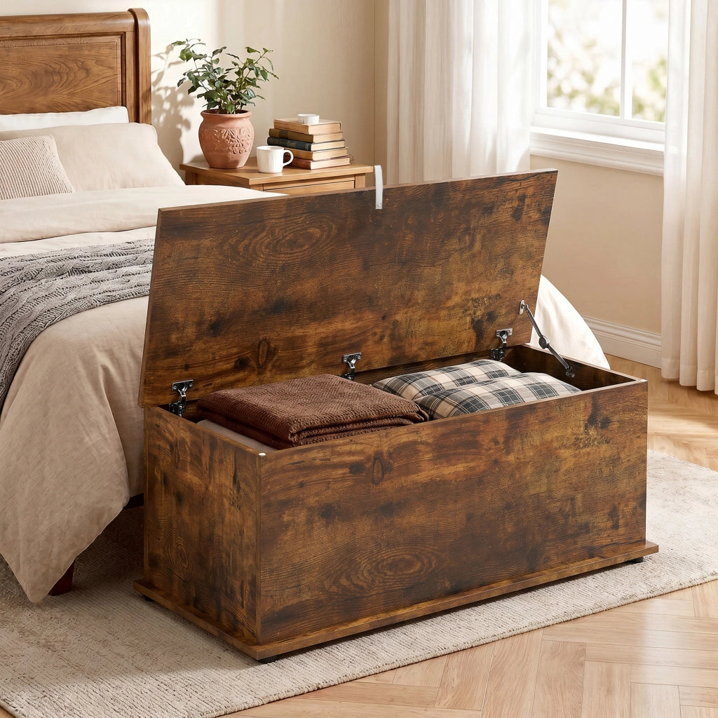 Panca Contenitore in Legno ¨C Zephmum ¨C 100x40x40 cm, Marrone