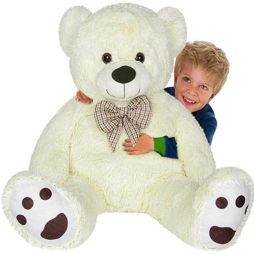 Peluche Orso Gigante XXL Alto 150cm Pupazzo Bambini Orsacchiotto Morbido Crema
