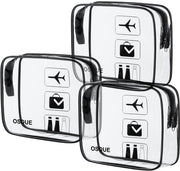 Set di 3 toilettas trasparenti, toilettas in PVC (impermeabili), accessori di viaggio per mano, borse da bagno per uomini, donne, bambini e famiglie (nero)