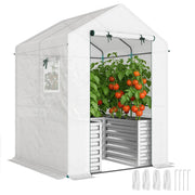 Serra per pomodori con letto rialzato e tetto spiovente ¨C zephmum ¨C 141x141x190 cm bianco