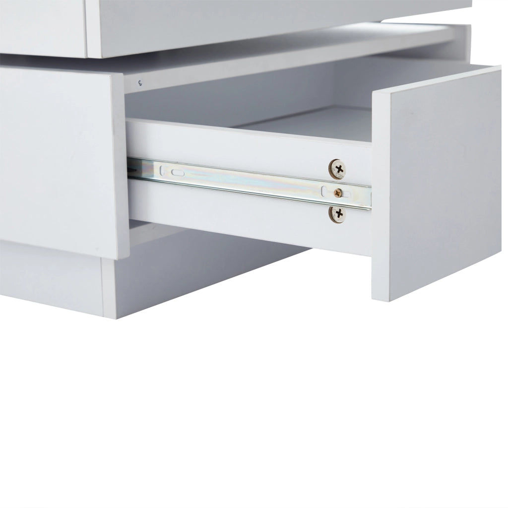 Tavolino da caffè con piano girevole a 360° e 2 cassetti per soggiorno bianco 60×60×38 cm