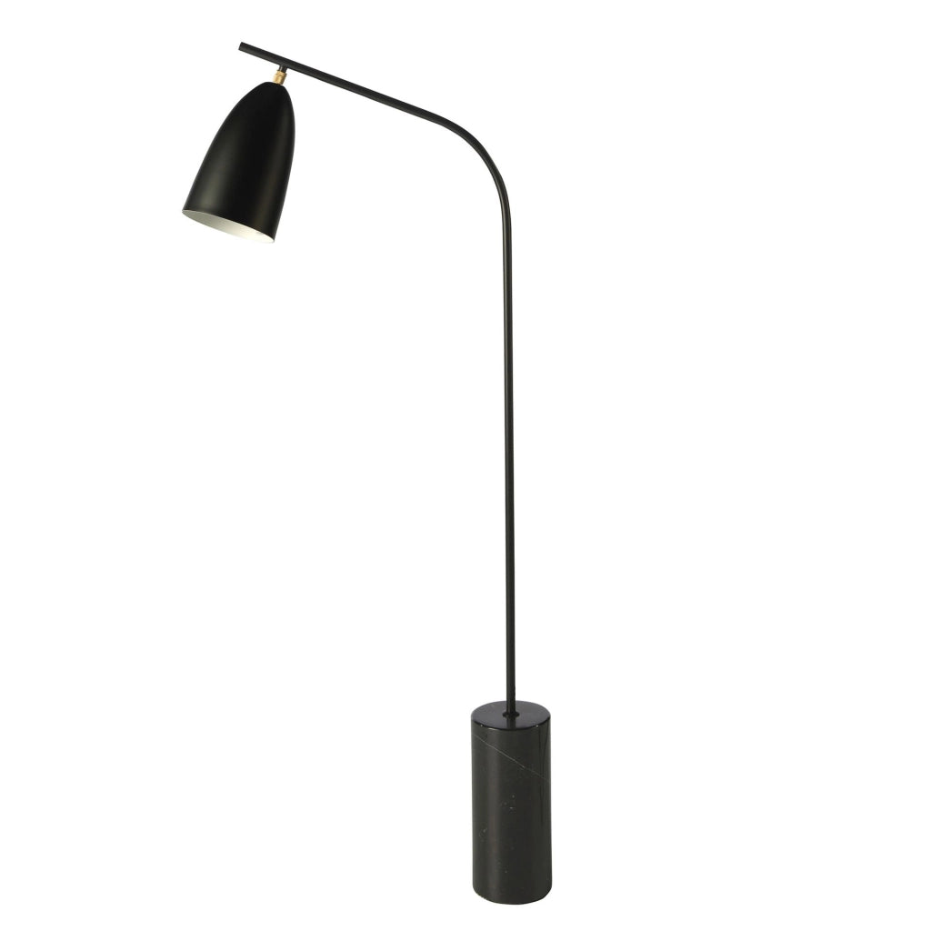 Lampada da terra in marmo nero e acciaio nero