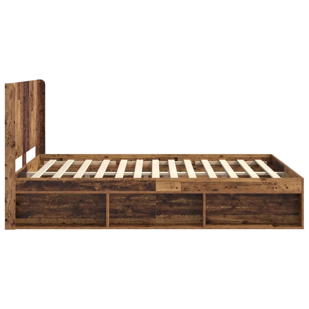 Struttura del letto con stoccaggio e testata Legno antico 3413883