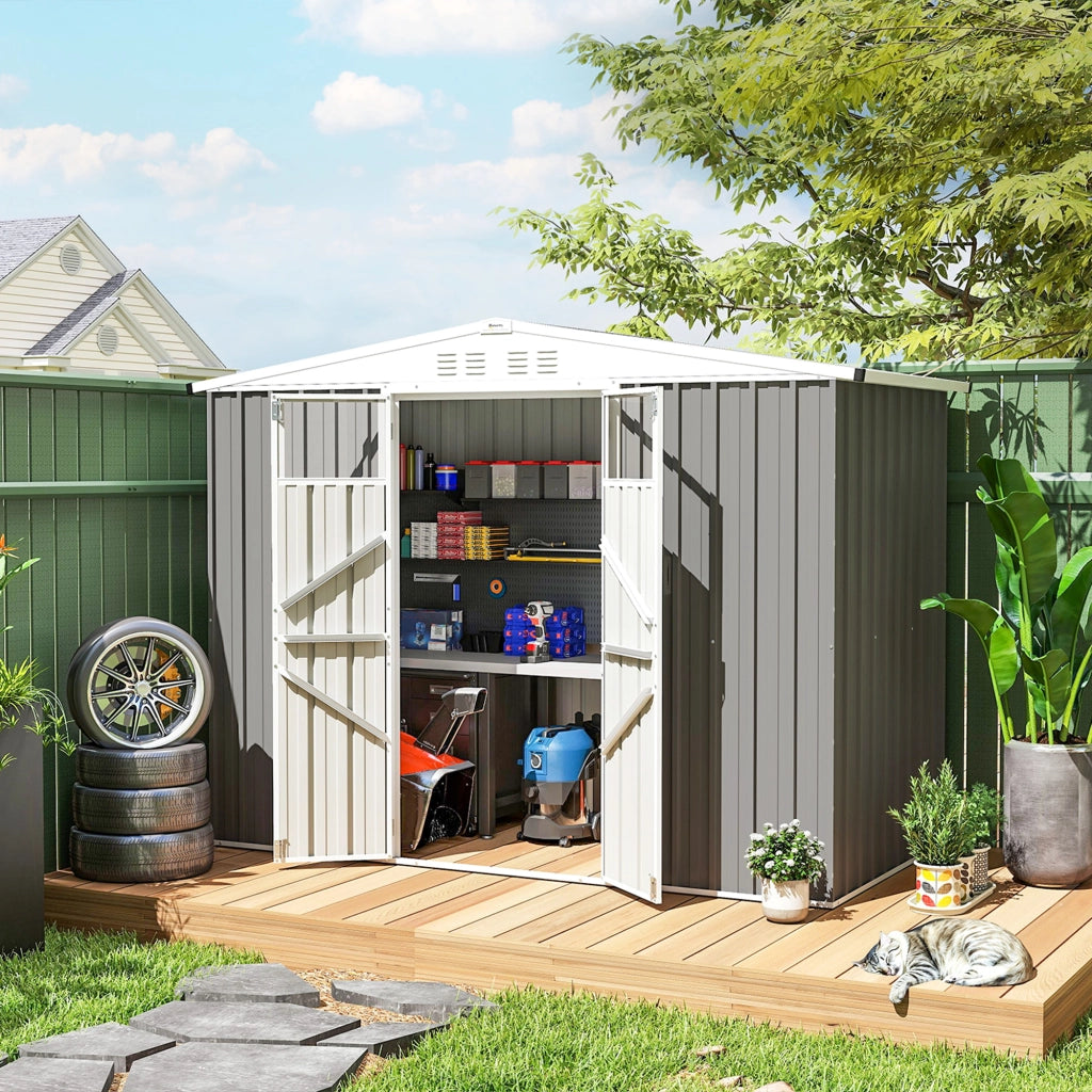 Capanno Porta Attrezzi Giardino ¨C Xylo ¨C Acciaio Zincato Grigio Chiaro 246x117x180cm