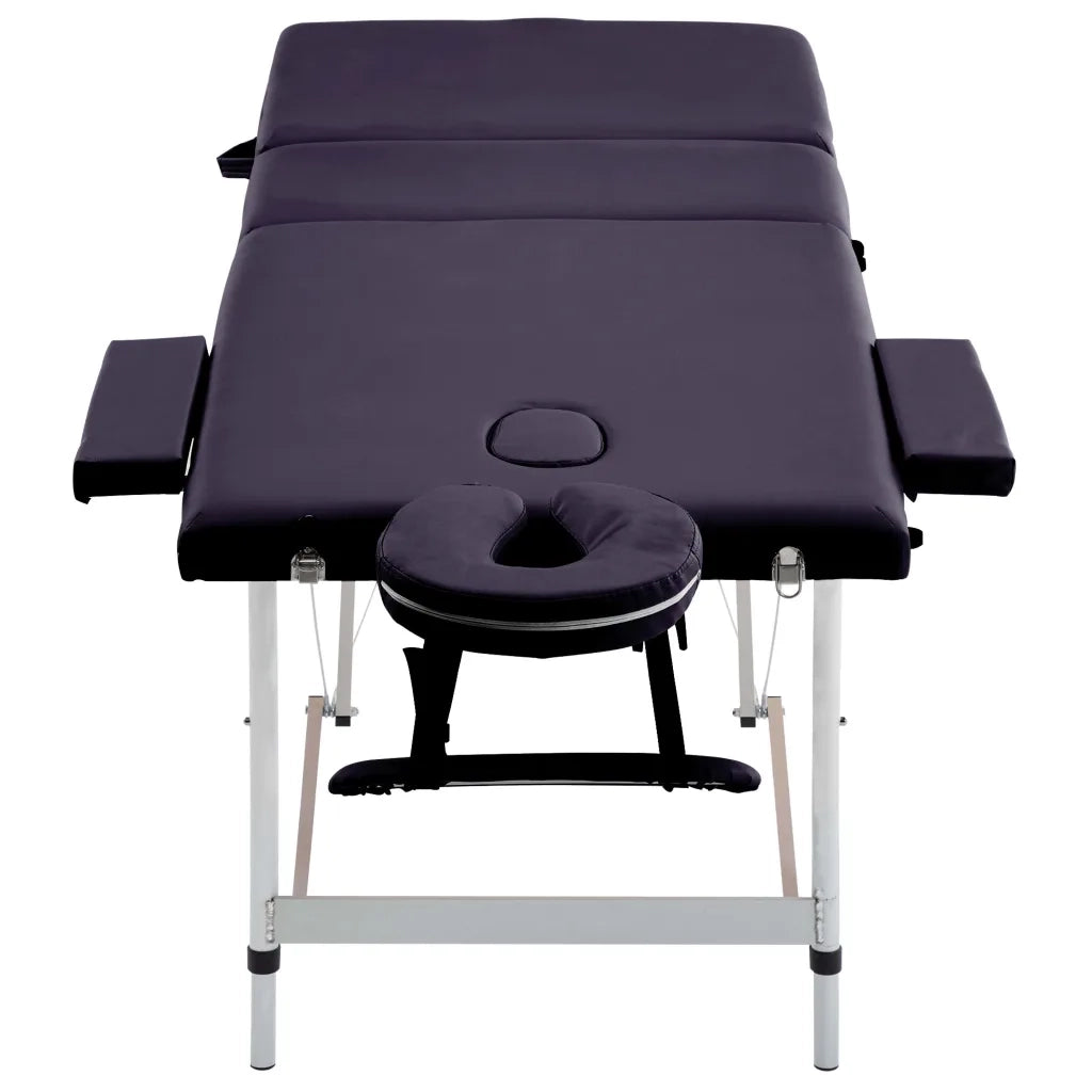 Lettino da Massaggio a 3 Sezioni in Alluminio Viola 110198