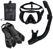 Attrezzatura per snorkeling per adulti - maschera, pinne, set di snorkeling - maschera da immersione panoramica - pinne da camminata - snorkel secco - set a tre pezzi per immersioni sportive all'aperto - set per immersioni da nuoto - misura S/M (38-41)