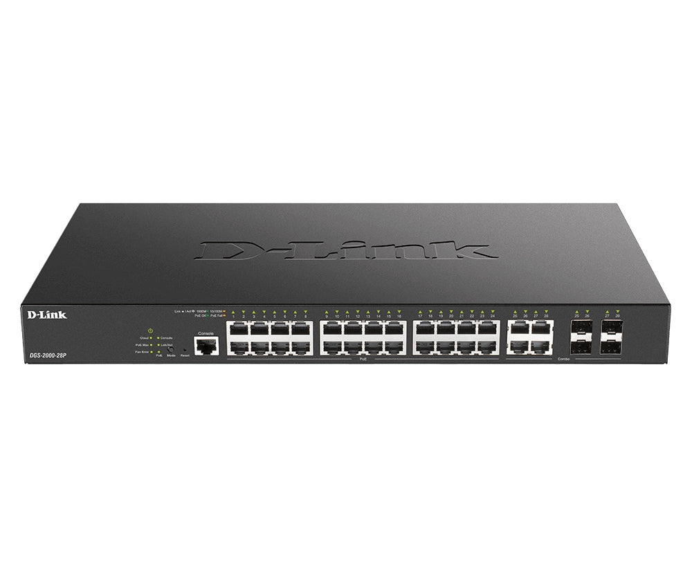 D-link dgs-2000-28p switch di rete gestito l2/l3 gigabit ethernet (10/100/1000) supporto power over ethernet (poe) 1u nero