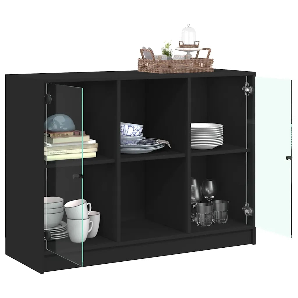 Credenza Nero 102x37x75,5 cm in Legno Multistrato 3295872