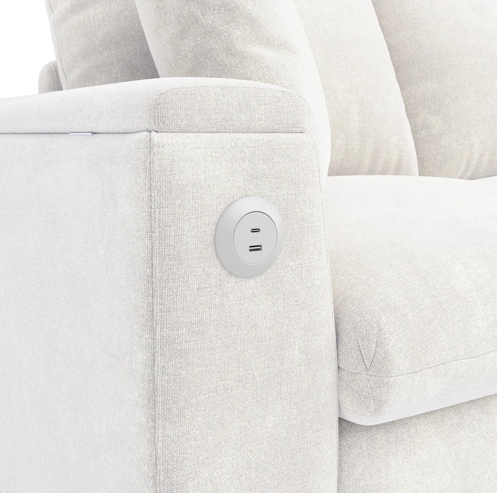 Divano letto angolare 280x137x84 cm con tavolino ribaltabile e contenitore in chenille beige