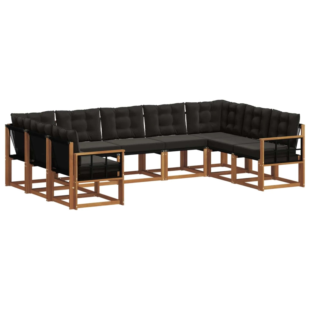 Set di divani da esterno con cuscino 9 pcs Naturale e Nero 3369055