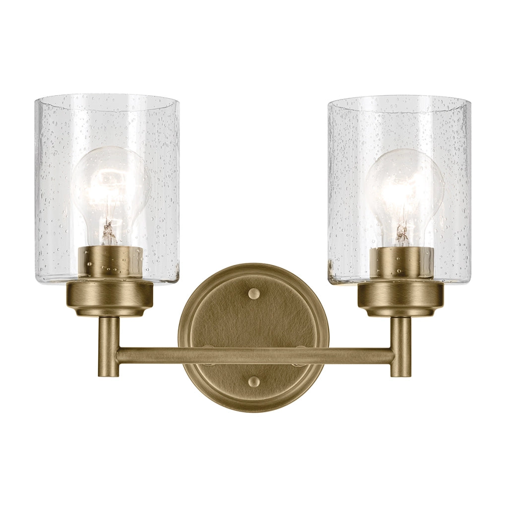 Applique WINSLOW industriale ottone 2 luci vetro Kichler