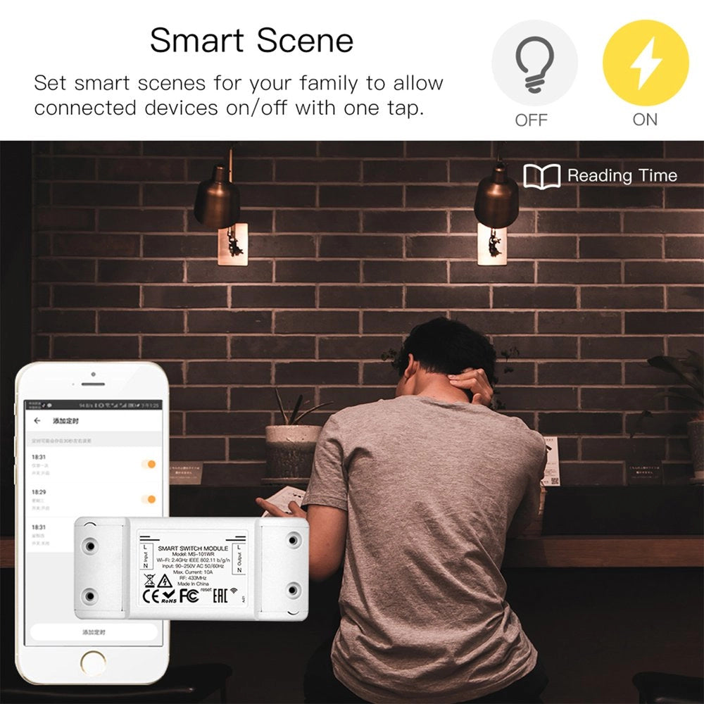 Interruttore WIFI 2.4G + RF 433MHz 10A TUYA, Smart Life 10A AC 90-250V 50/60HZ 2200W