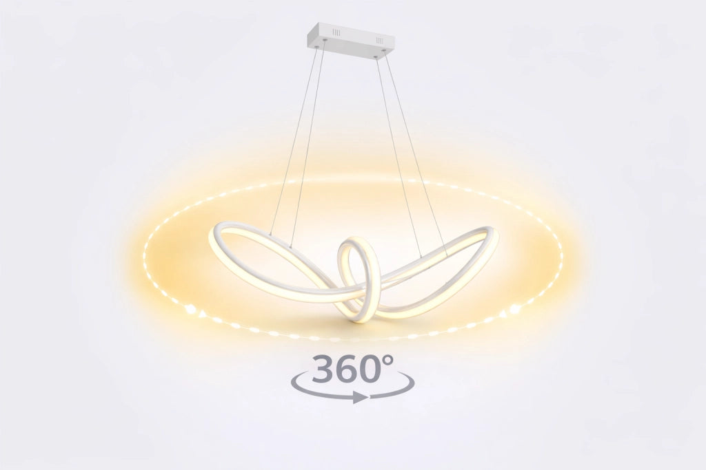 Lampadario LED a Sospensione Moderno 60W 4800 Lumen CCT 3 Colori Luce Calda Fredda e Naturale, Design Intrecciato in Alluminio e PVC, per Soggiorno Cucina Sala da Pranzo Bianco