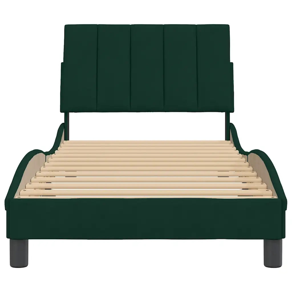Giroletto senza Materasso Hanko Verde Scuro 80x200 cm in Velluto