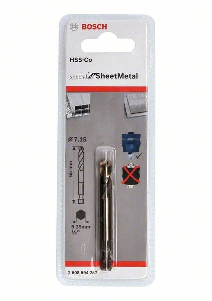 2608594257 - Punta di centraggio Plus HSS-Co Ø 7,15x65 mm, Special for SHEETMETAL