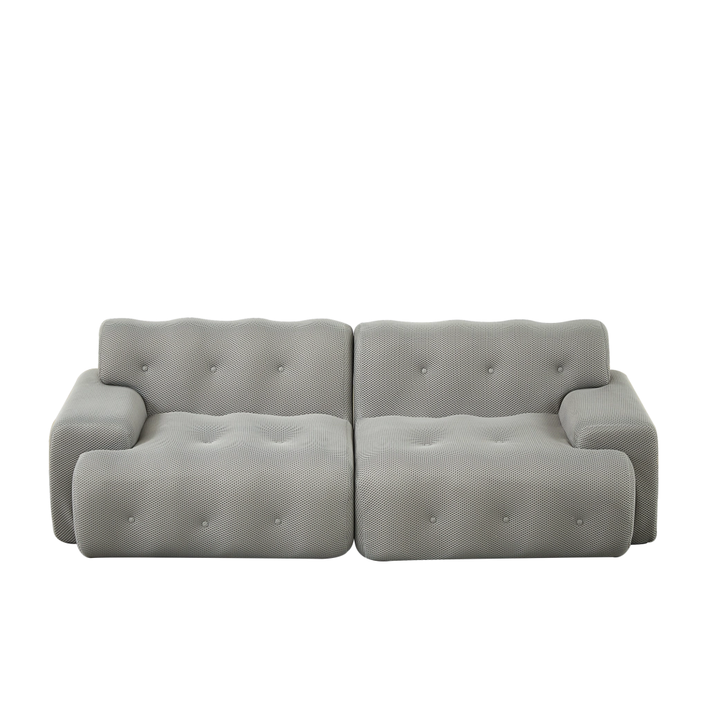 Divano a 2 posti 224x104x66 cm con seduta profonda; in tessuto grigio