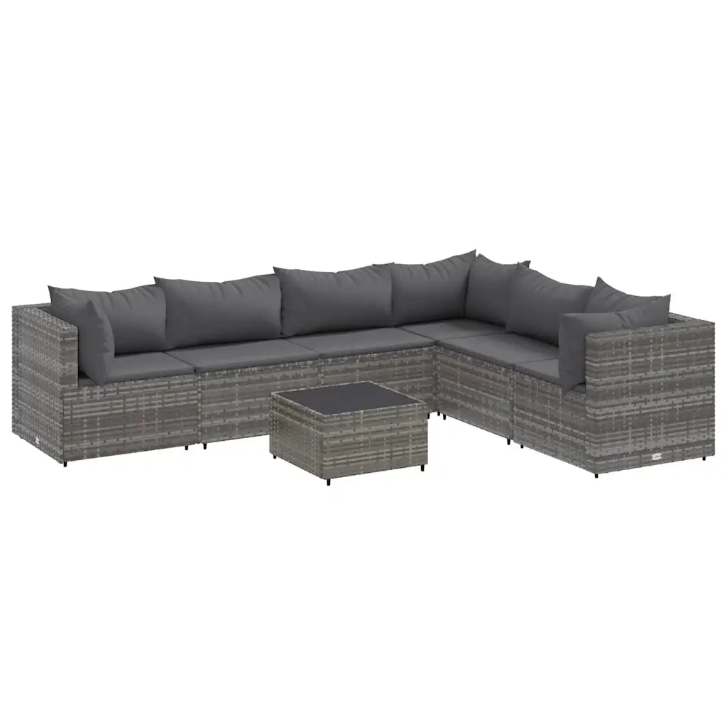 Set Divani da Giardino 7 pz con Cuscini in Polyrattan Grigio 3308146
