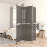 Divisorio a 3 Pannelli Antracite 150x200 cm in Tessuto 350228