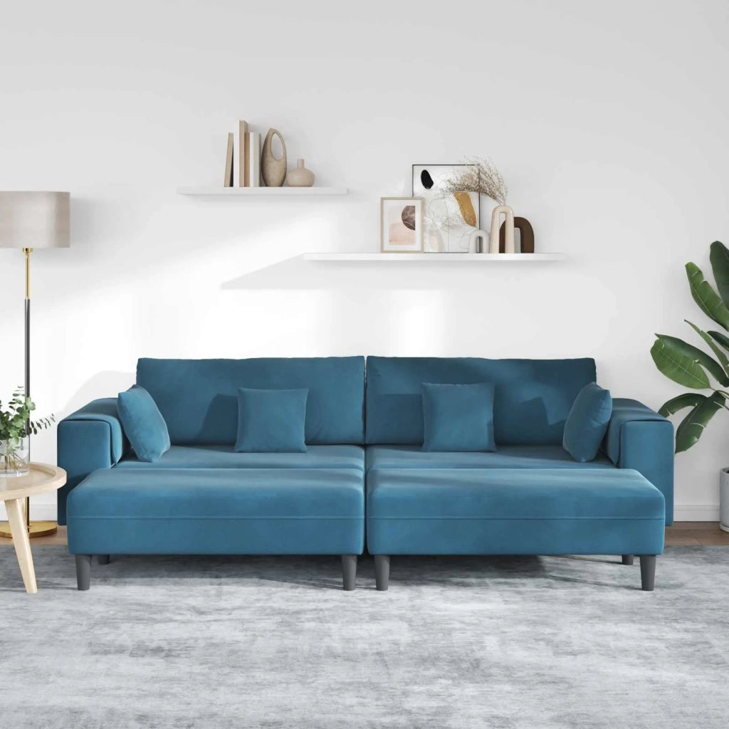 Divano 3 pcs Blu 250 x 188 x 76 cm Velluto 3335171