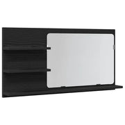Mobiletto con Specchio per Bagno | Armadio da bagno Rovere Nero 90x11x45 cm in Legno Massello