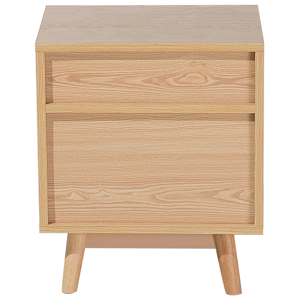 Comodino in legno chiaro 2 cassetti ripiano Tavolino stile moderno scandinavo camera da letto soggiorno