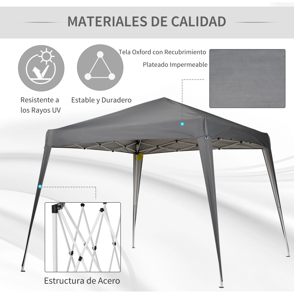 Gazebo pieghevole per giardino ¨C zephmum ¨C grigio 240x240 cm