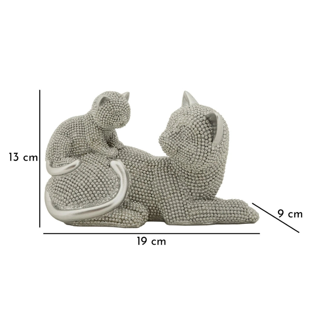 Scultura Gatti 2, Argento, Poliresina, 19x9x13 cm