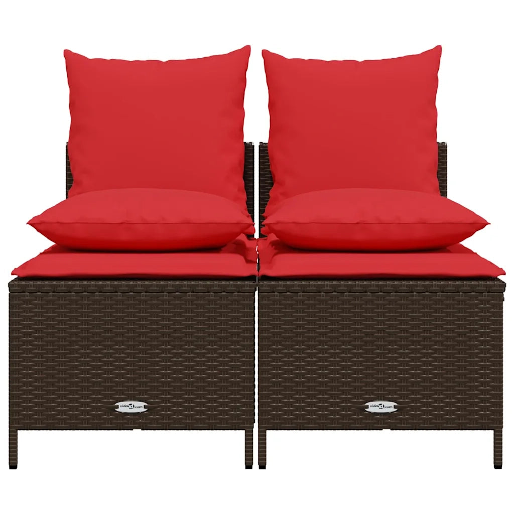 Set Divani da Giardino 4 pz con Cuscini Marrone in Polyrattan 368386
