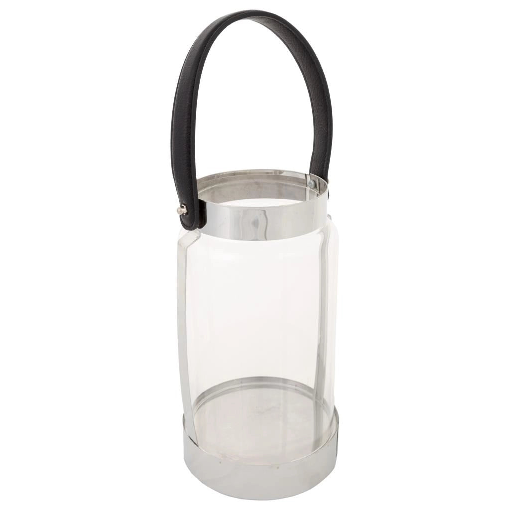 Lanterna in acciaio inox e vetro argento 12,5x12,5x23h